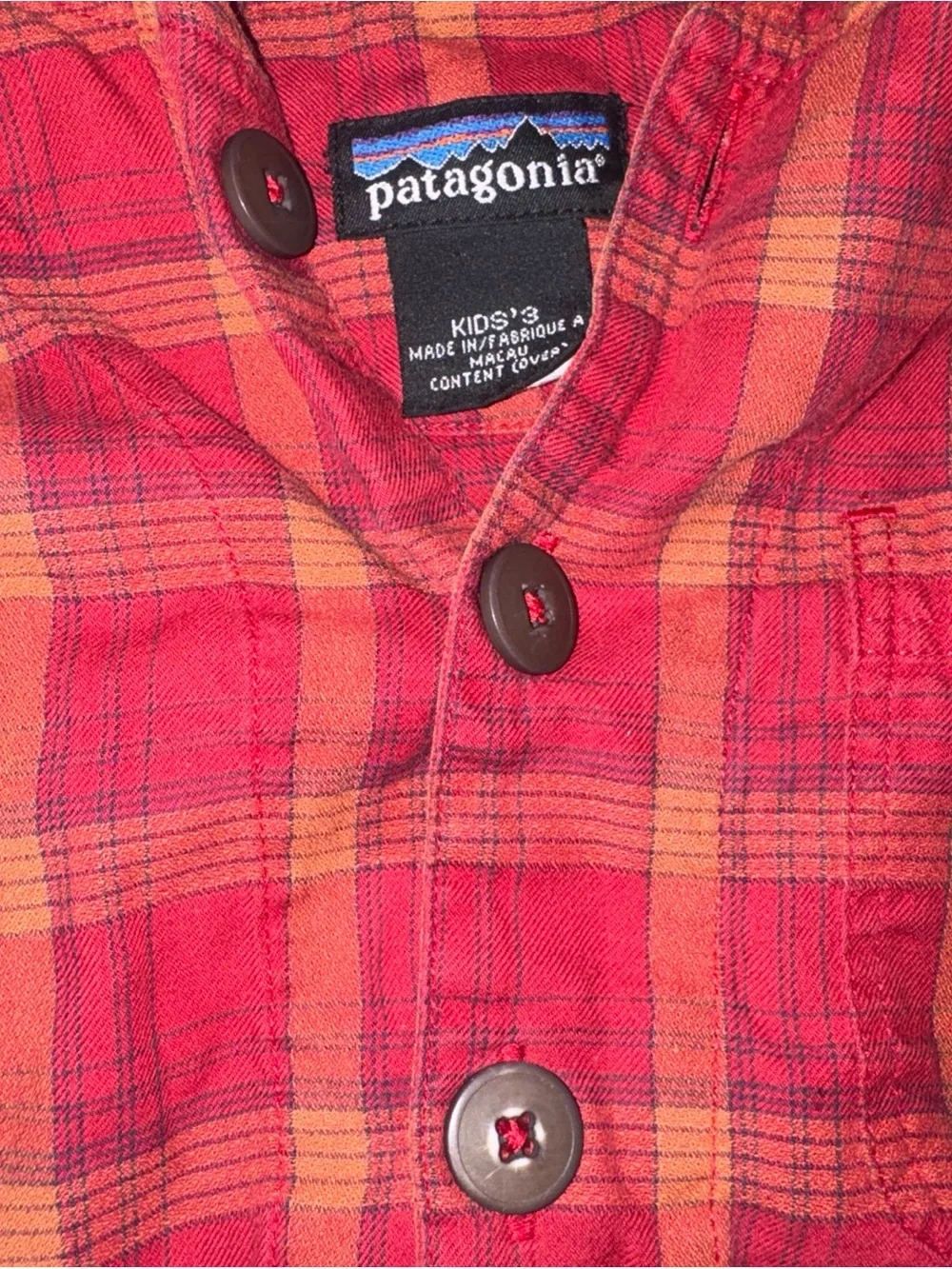 Patagonia Girls' Red and Orange Plaid Hooded Dress